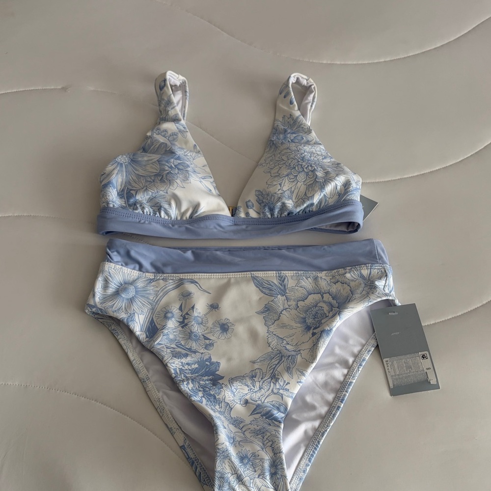 ANTONIO MELANI Blue and White Floral Bikini